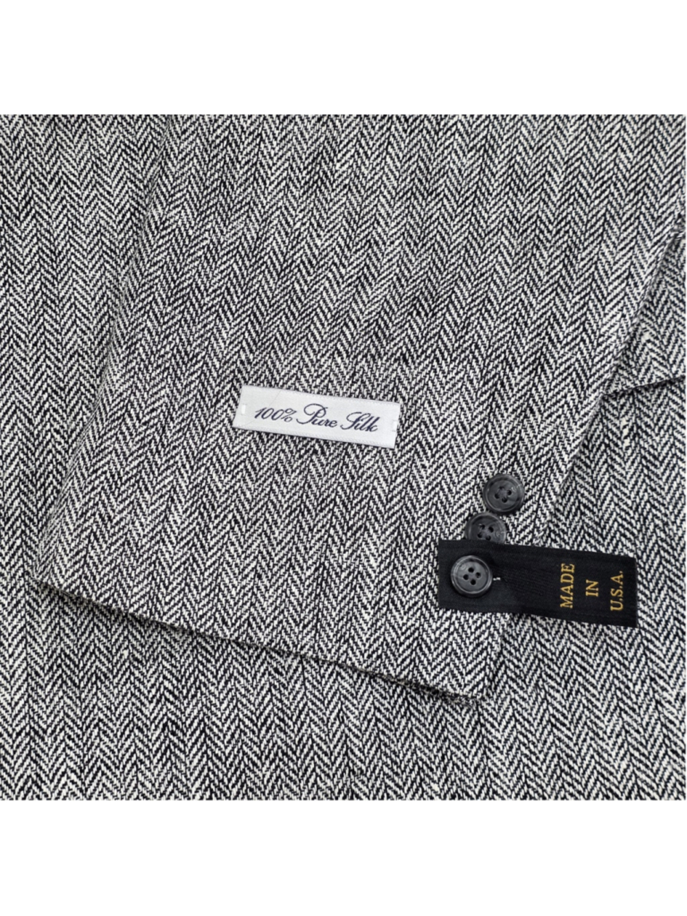 Classic Clothiers 48R 100% Silk Herringbone Sport Coat Gray Made USA NWT - Picture 6 of 15